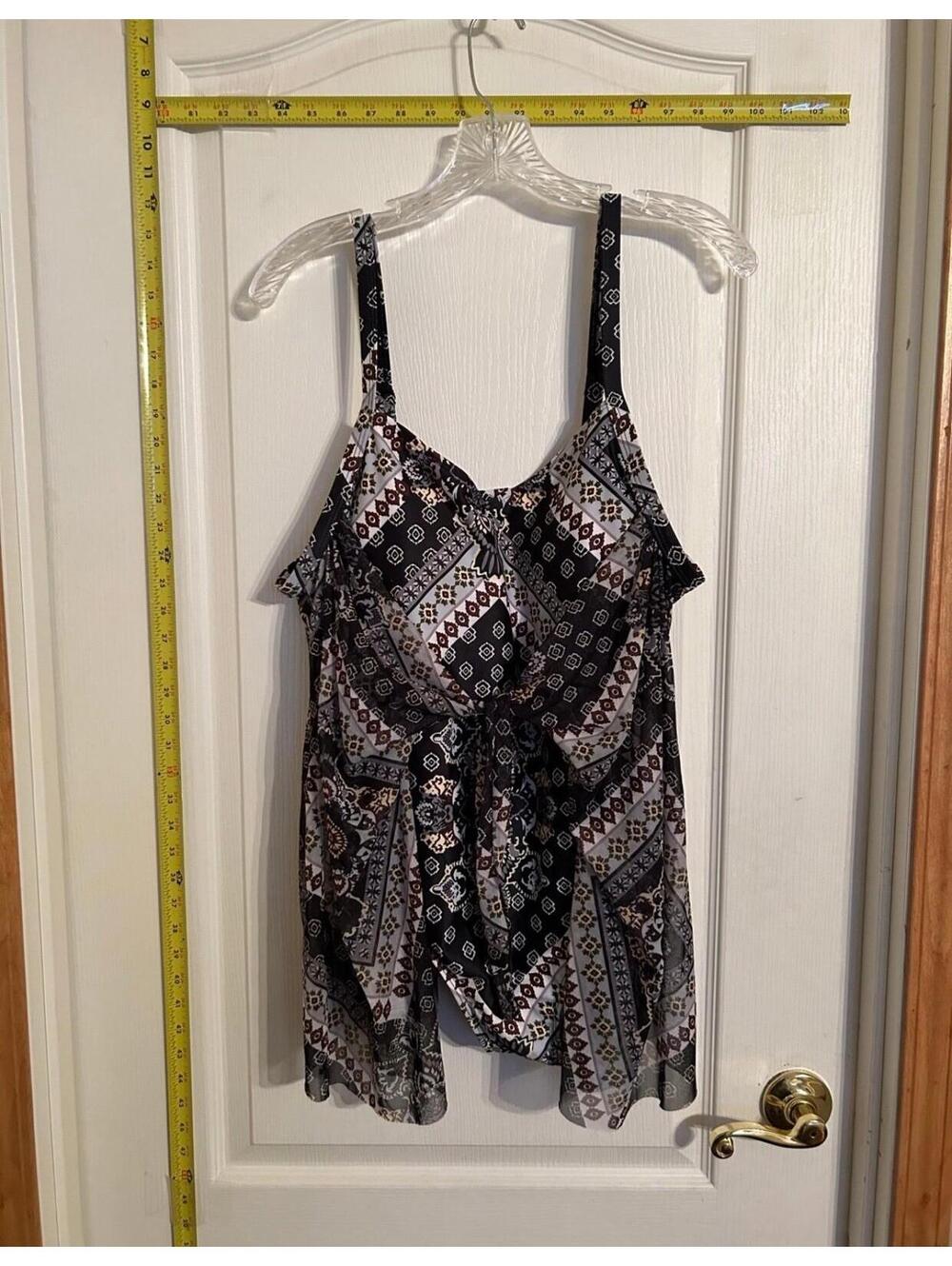 Women's Multicolored Asian Designed Mesh and Fabic Swim Dress, SZ 18